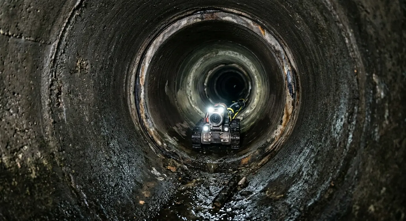 Robotic sewer camera inspecting pipe interior for Drain Snake Service in Gulf Breeze